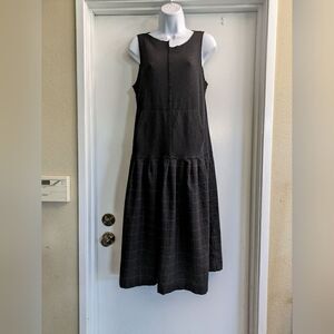Oska wool maxi dress with kangaroo pocket and checkered skirt